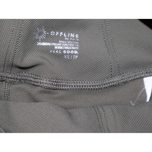 Offline Sports Bra Leggings Set Women XS Green Goals Ribbed Athleisure Train Run - Picture 5 of 6